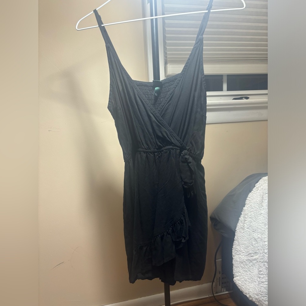 🔥5/$25🔥 Black V-Neck Style Romper With Wrap Skirt And Elastic Waistband